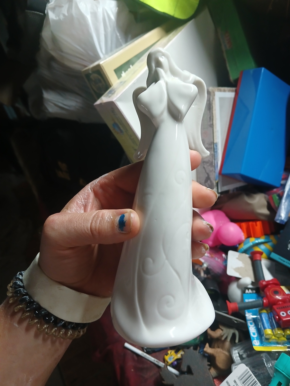 White Ceramic Angel Figurine Decorative Accent